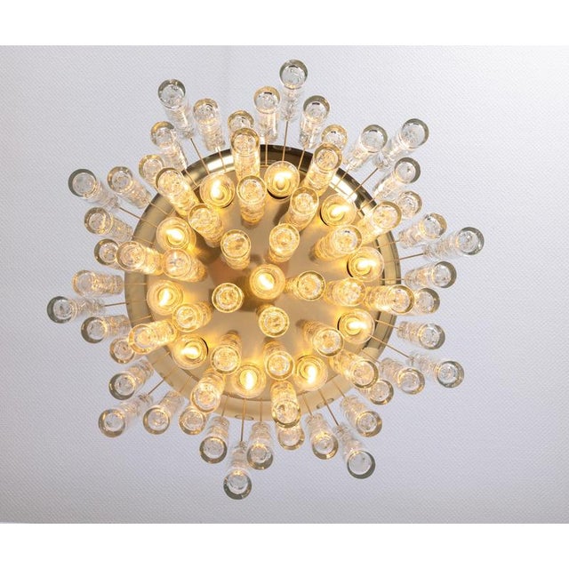Large Brass and Murano Glass Tubes Flush Mount attributed to Doria, Germany, 1960s For Sale - Image 10 of 15