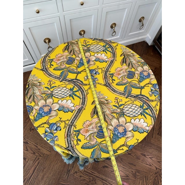 Custom Table in Pierre Frey Du Roi and Samuel & Sons Tassel Fringe For Sale In Chicago - Image 6 of 9