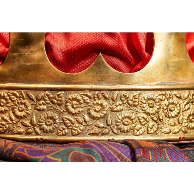 Fantastic Antique Brass Silk Lined Theater Crown Costume Prop King Royalty Home Decor For Sale - Image 10 of 14