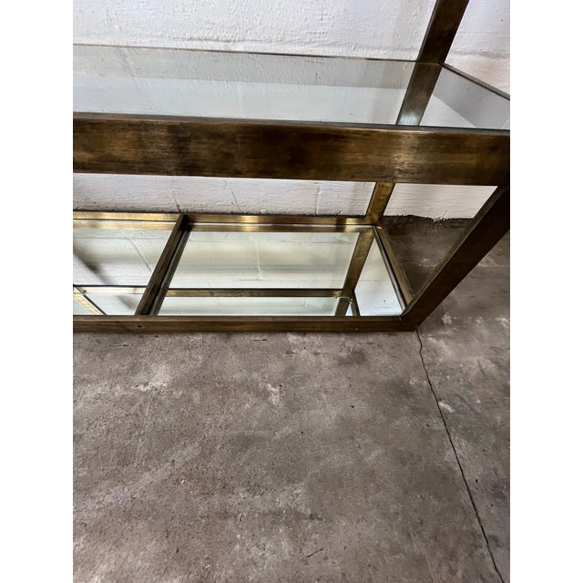 Mid 20th Century Bronze and Glass Mid Century Tiered Italian Bar Cart For Sale - Image 5 of 11