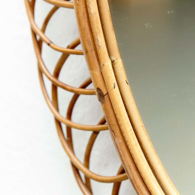 Mid-Century Modern French Riviera Mirror in Bamboo Rattan, 1960s For Sale - Image 8 of 10