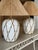 White Vintage Hollywood Regency Boho Faux Bamboo “Icing” Ceramic Table Lamps With Raffia Shades For Sale - Image 8 of 12