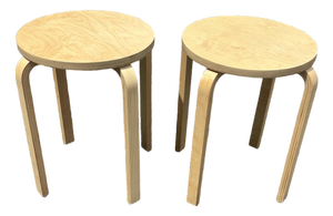1990s Vintage Ikea Frosta Birch Plywood Stacking Stools, Pair