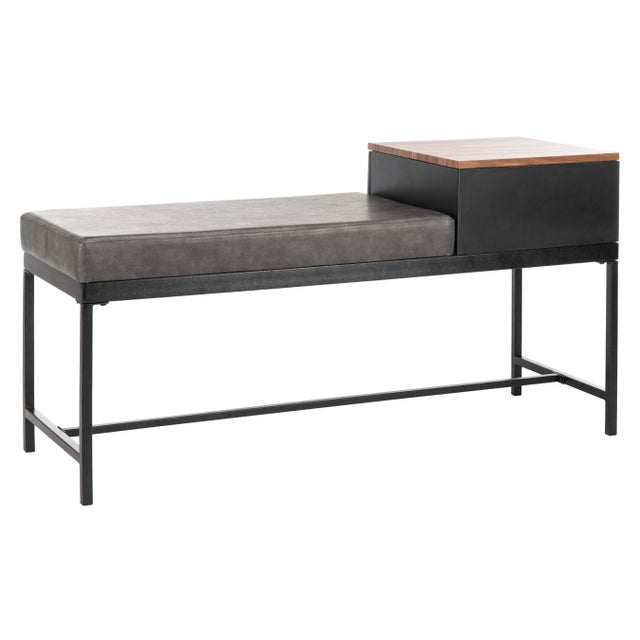 2020s Bench With Storage in Light Brown & Grey For Sale - Image 5 of 10