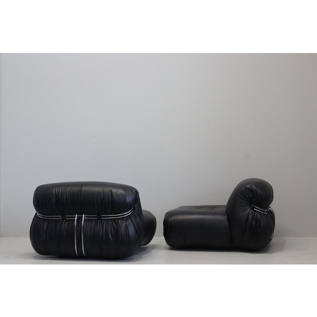 Metal Soriana Armchair in Leather by Afra and Tobia Scarpa for Cassina, 1969, Set of 2 For Sale - Image 7 of 16