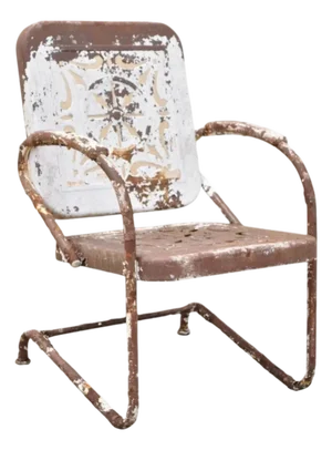 Early 20th Century Art Deco Brown Distressed Bouncer Patio Chair