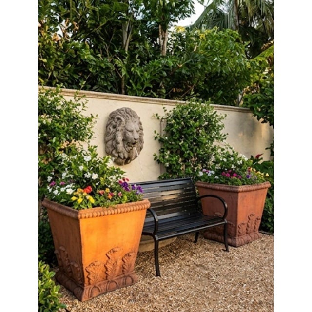 Pair of Grand Tuscan Style Terracotta-Toned Cast Stone Planters For Sale - Image 10 of 12