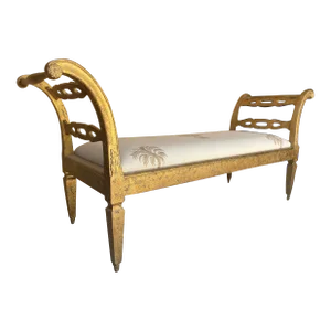 1970s Vintage Italian Neoclassical Revival Bench in Evans Gold Finish