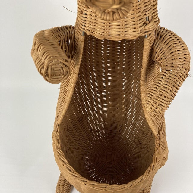 Large VTG 28" Wicker Kangaroo Storage Basket Hamper Plant Toilet Paper Holder For Sale - Image 10 of 12