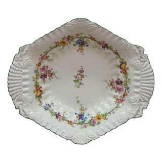 Antique Coalport Kings Ware Scalloped Floral Compote Dish Shallow Bowl 12" For Sale