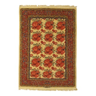 Vintage Hand-Knotted Persian Senneh Rug 5'1" X 7'2" For Sale