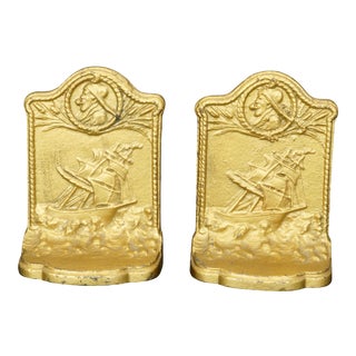 C. 1925 Bradley & Hubbard Ship & Mariner Bookends- a Pair For Sale