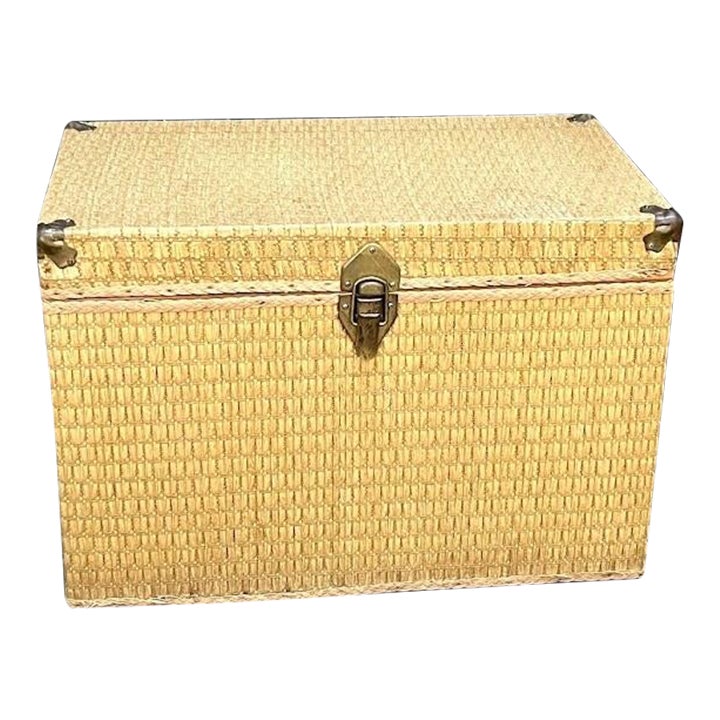 1960s Redmon Woven Wicker/Brass HingeTop Trunk Chairish
