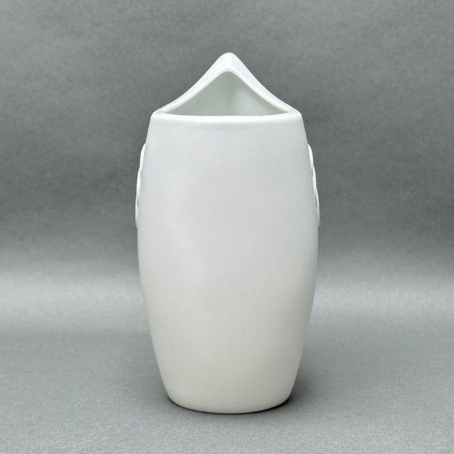 Vintage A.K. Kaiser 713 White Bisque Porcelain Modernist Op Art Vase