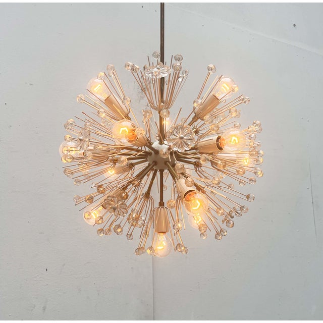Mid-Century Modern Austrian Double Snowflake Light Installation in Glass and Metal by Emil Stejnar for Rupert Nikoll, Vienna, Austria, 1950s For Sale - Image 13 of 18