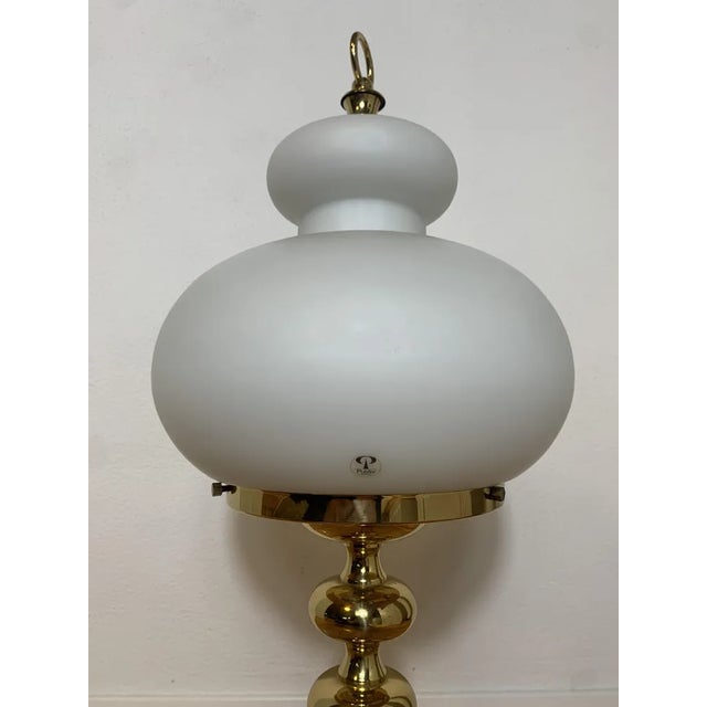 Vintage Table Lamp in Polished Brass with Frosted Glass Dome from Peill & Putzler, 1960s For Sale - Image 6 of 8
