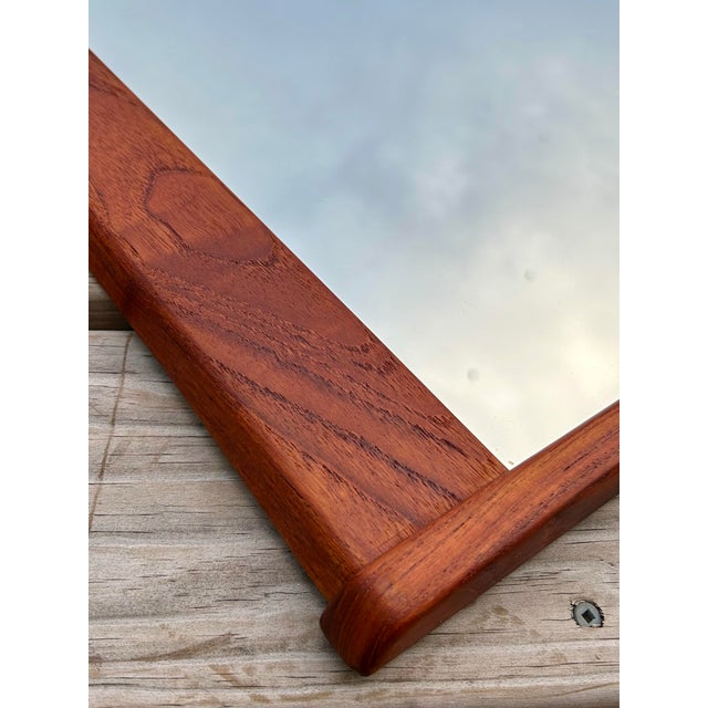1960s Vintage 1960's Teak Danish Wall Mirror With Shelf For Sale - Image 5 of 8