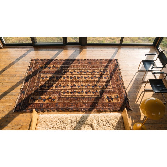 1890s Geometric Tribal Antique Baluch-Turkmen Rug 2'9" X 4'7" Handknotted Wool Carpet For Sale In New York - Image 6 of 8