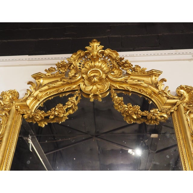 A Grand Antique French Napoleon III Gold Leafed Mirror, Circa 1860 For Sale - Image 10 of 18