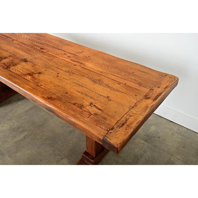 Wood French 19th Century Solid Oak Trestle Table For Sale - Image 7 of 12