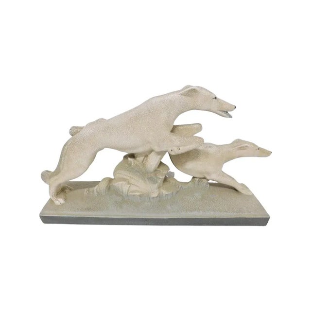 Alabaster 1930s French Art Deco Greyhound Couple Sculpture by Charles Lemanceau For Sale - Image 8 of 8