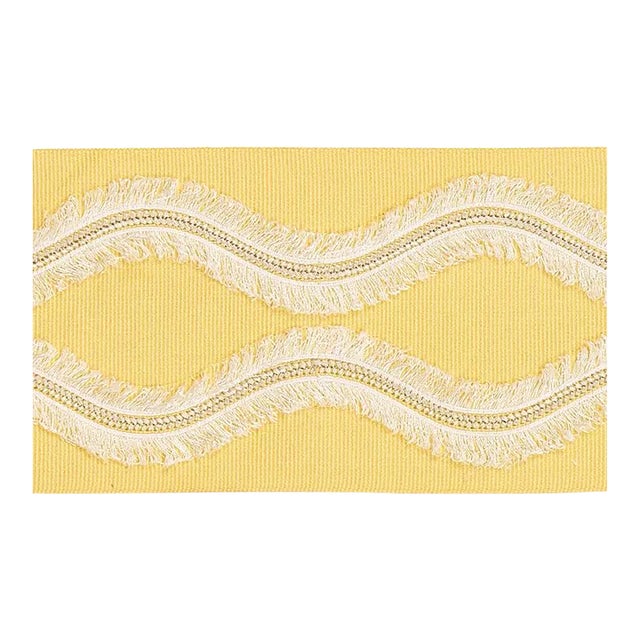 Sample - Schumacher Ogee Embroidered Tape in Yellow For Sale