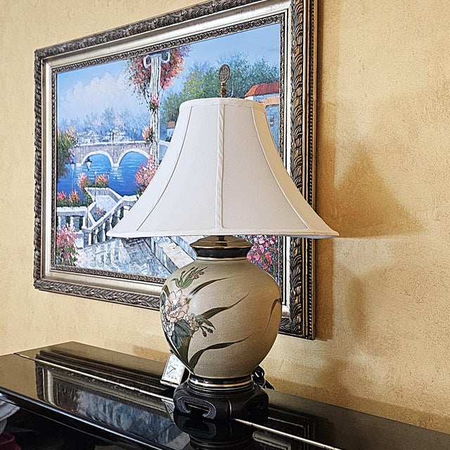 Vintage Heyward House Chinoiserie Floral Ceramic Ginger Jar Table Lamp For Sale - Image 17 of 18