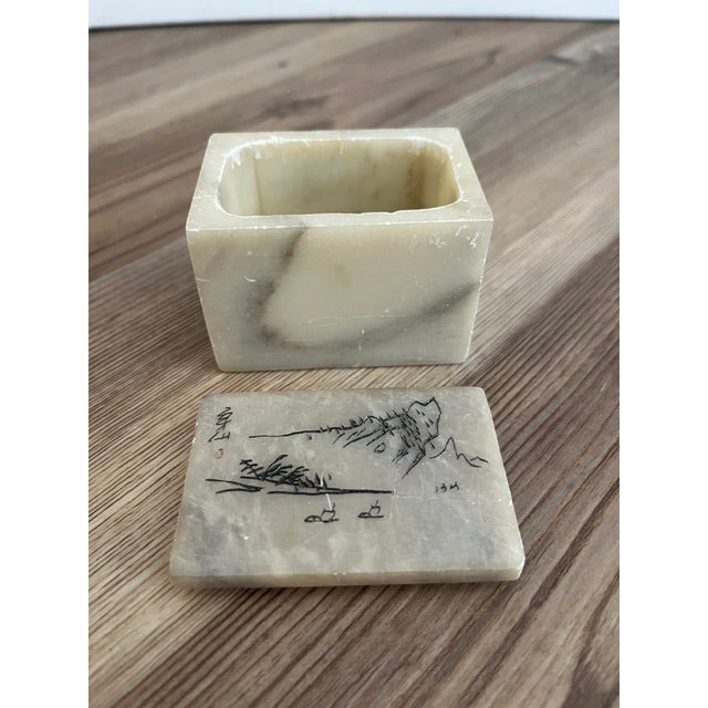 Mid-Century Modern Vintage Chinese Stone Trinket Box For Sale - Image 3 of 7