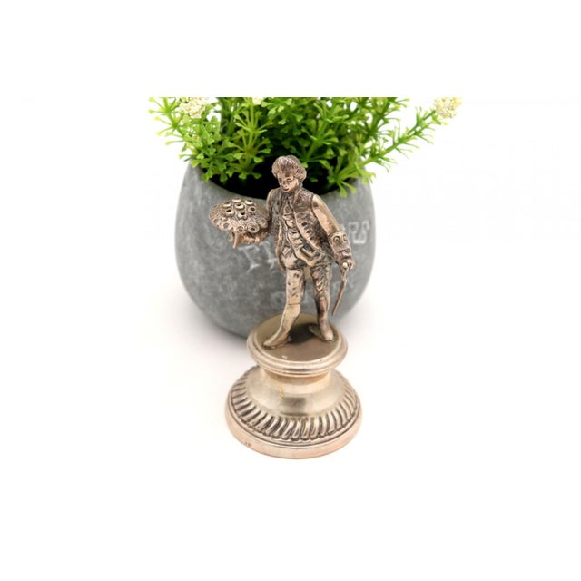 Silver Toothpick Holder with Gentleman and Cane For Sale - Image 4 of 6