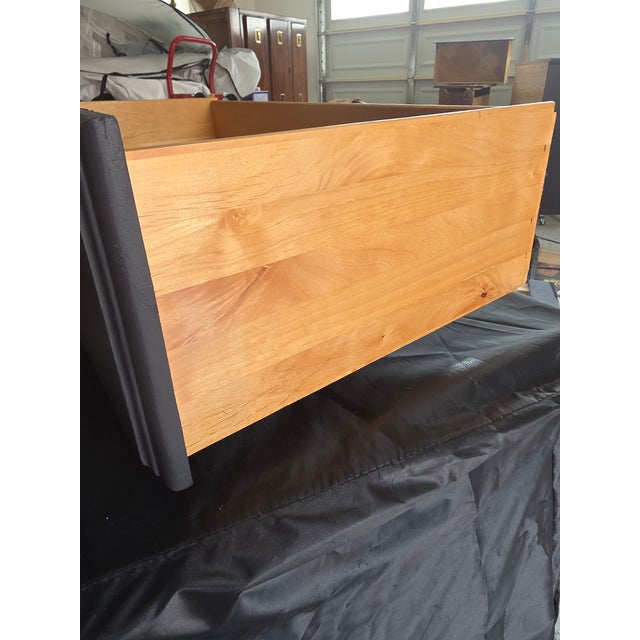 Mid 20th Century Mid 20th Century Tall Boy Dresser – Matte Black W/Warm Wood Base For Sale - Image 5 of 6