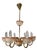 Mid-Century Czech Brass and Frosted Glass 6-Arm Chandelier, Železný Brod, 1960s For Sale