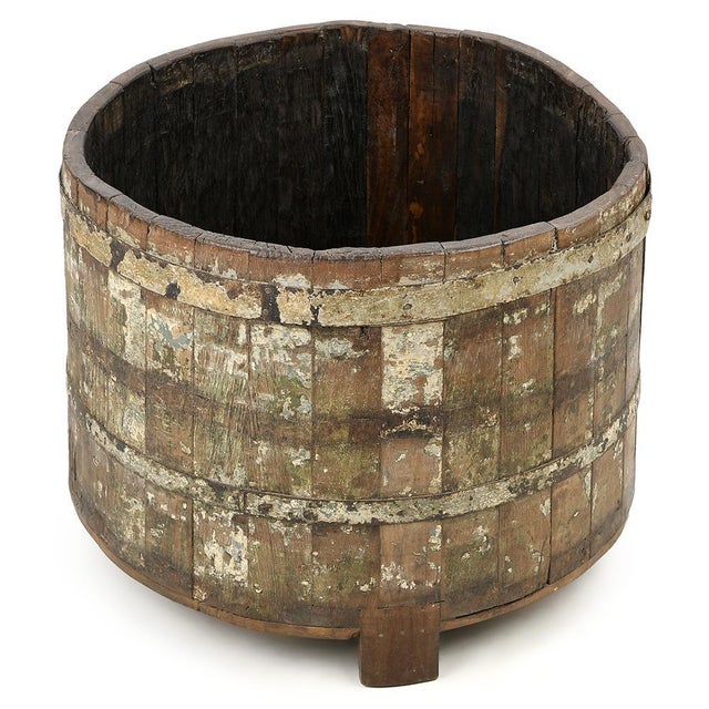Rustic Solid Wood Barrel For Sale - Image 3 of 8