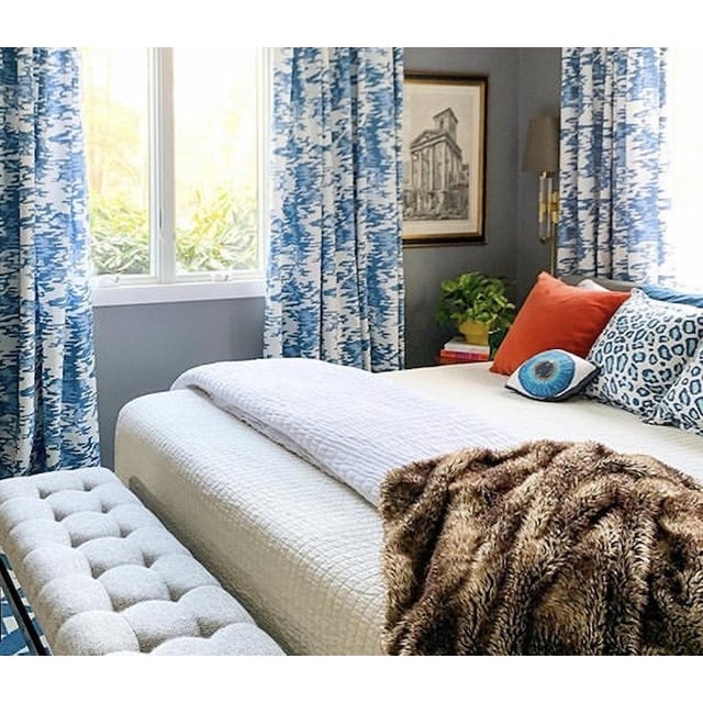 Contemporary Organic Cotton Sateen "Blue Eye" sculpted pillow, custom, original For Sale - Image 3 of 7