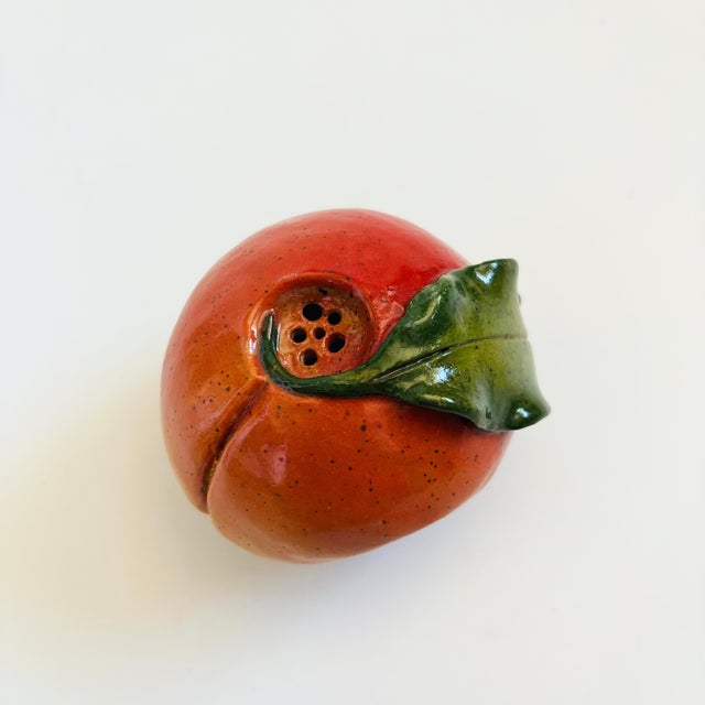 Vintage Studio Pottery Peach Flower Frog For Sale - Image 4 of 11