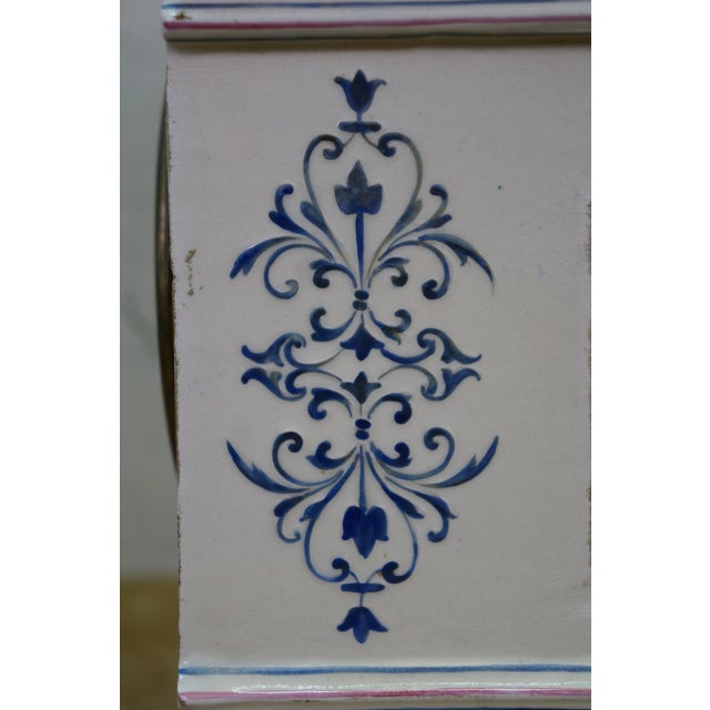 Antique Renaissance Revival j.e. Caldwell French Delft Porcelain Mantel Clock For Sale - Image 13 of 18