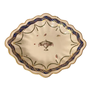 Antique 18th Century Derby Porcelain Oval Platter Decorated With an Urn Surrounded by Insects and Butterfly