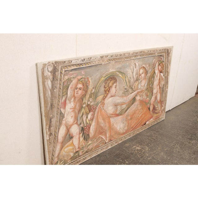 Paint Mid 20th Century Italian La Signora & Putti Fresco Painting For Sale - Image 7 of 12