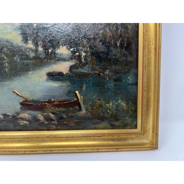 Early 20th Century Tonalist River Landscape Oil Painting by T. J. Nicmoll For Sale - Image 4 of 7