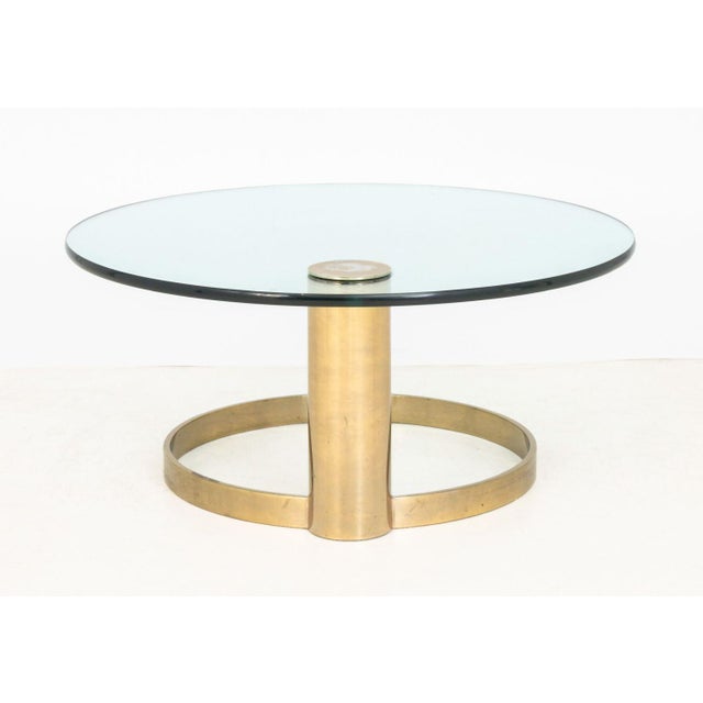 Gold Modern Circular Glass Top Gilt Metal Coffee Table For Sale - Image 8 of 8