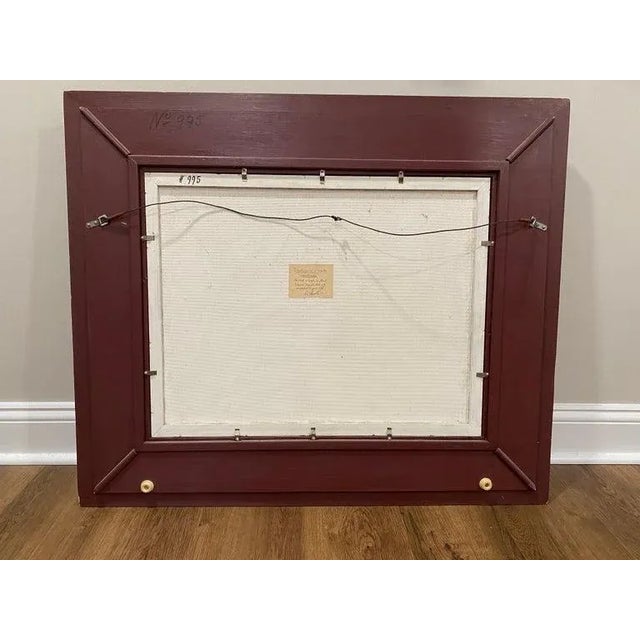 Starlings in a Winter Landscape by British artist Raymond C. Boothe (1929-2015). Oil on canvas in a hand carved custom...