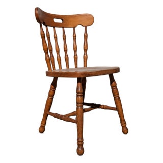 Vintage Ethan Allen Oak Spindle-Back Side Chair For Sale