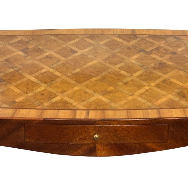Mid 20th Century Italian Walnut Parquetry Inlay Writing Table Desk For Sale - Image 4 of 10