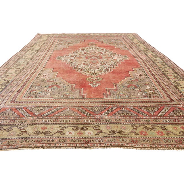 Traditional Vintage Turkish Oushak Rug, 07'03 X 12'06 For Sale - Image 3 of 10