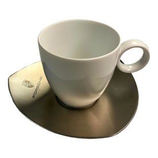 1990s Thomas Rosenthal Espresso Cup and Porsche Plate Set For Sale