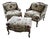 Minton Spidell Pair of Louis Seize Style Painted and Upholstered Bergères For Sale