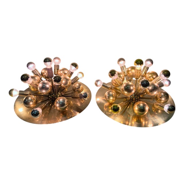 Space Age Sputnik Wall Lamps in Brass from Cosack Leuchten, 1960s, Set of 2 For Sale