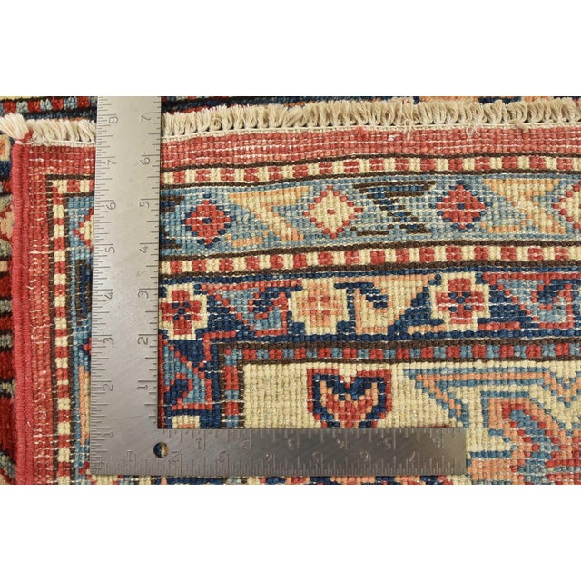 Kazak Rug 5'11'' X 8'1'' Red Wool Tribal Hand-Knotted Oriental Carpet For Sale - Image 12 of 12