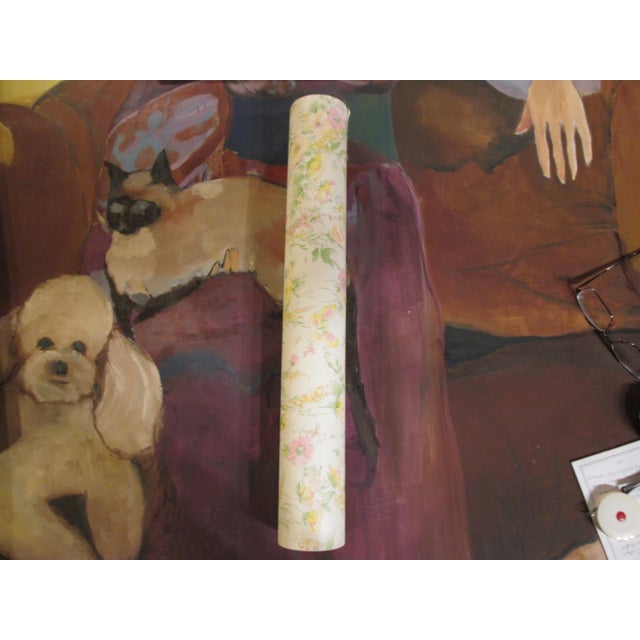 Vintage 1980s Pink and Yellow Floral Motif Wallpaper For Sale - Image 6 of 8