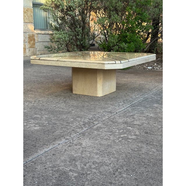 Cream Vintage Maurice Villency Style Postmodern Marble, Onyx, & Travertine Coffee Table, C. 1970s-80s For Sale - Image 8 of 13