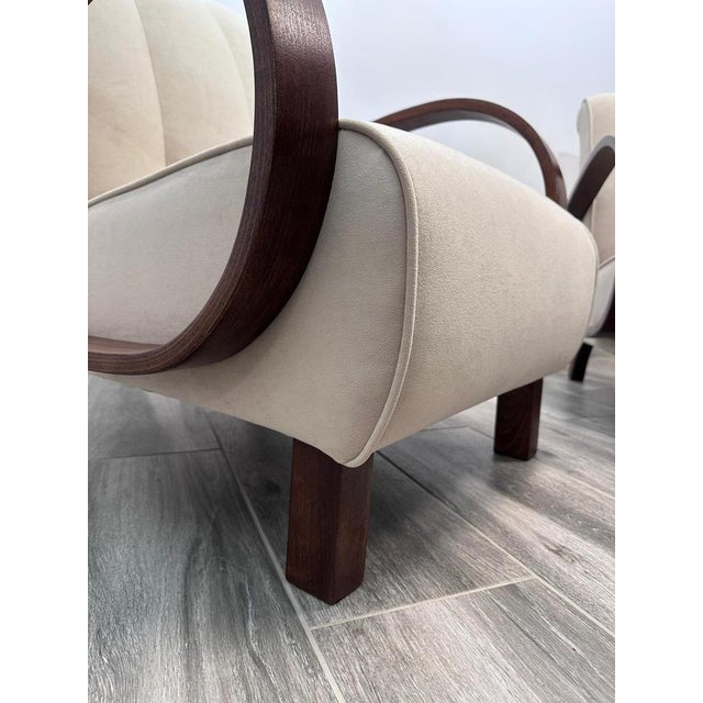 Beige Set of Armchairs attributed to Jindrich Halabala for Up Závody, 1960s For Sale - Image 8 of 18